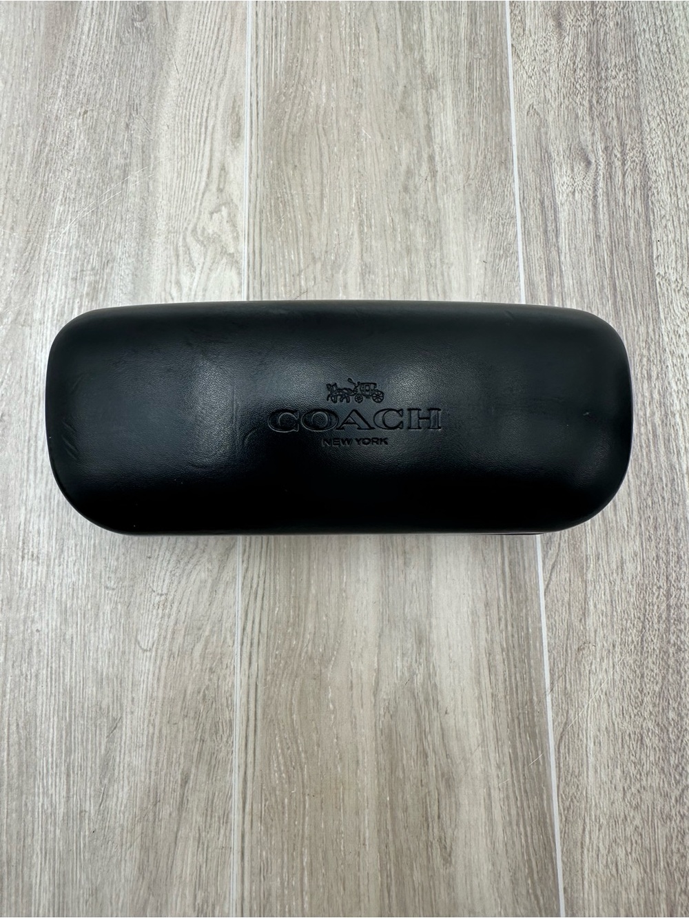 COACH New York Black Hardshell Glasses Clamshell Eye Case w/ Cleaning Cloth